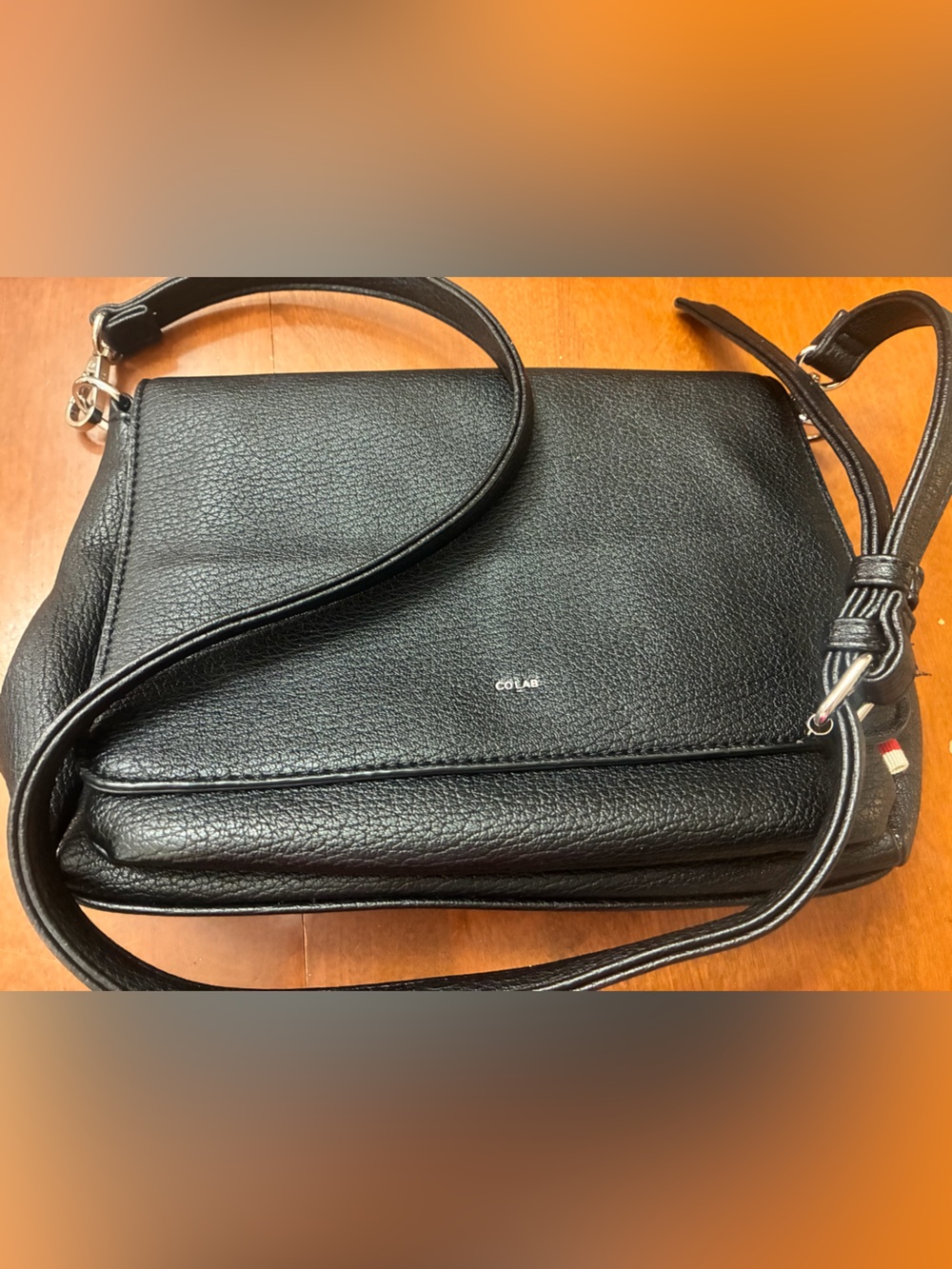 Black Pebbled Leather Shoulder Bag with Silver-Tone Hardware